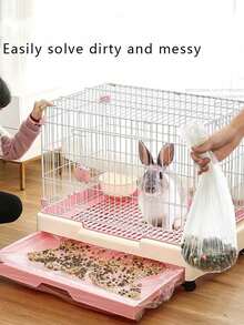 50pcs/Set Pet Tray Disposable PE Films Rabbit Litter Mat Cage Tray Cover Cage Chassis Film Cover Toilet Large Changing Pad - Clear - View 3