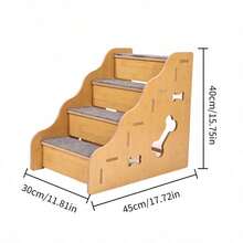 Pet Stairs, Small Dog Climbing Ladder, Dog Stairs, Dog Steps, Senior Dog Climbing Ladder, Sloping, Non-Slip, Wear-Resistant Wooden Stairs, Thickened Non-Slip Mat, Low-Slope Steps. - Multicolor - View 2