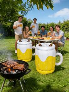 1pc Inflatable Beer Mug Cooler, Floating Ice Bucket For Pool Party, Summer Beverage Drink Holder - One Size Fits All - View 2