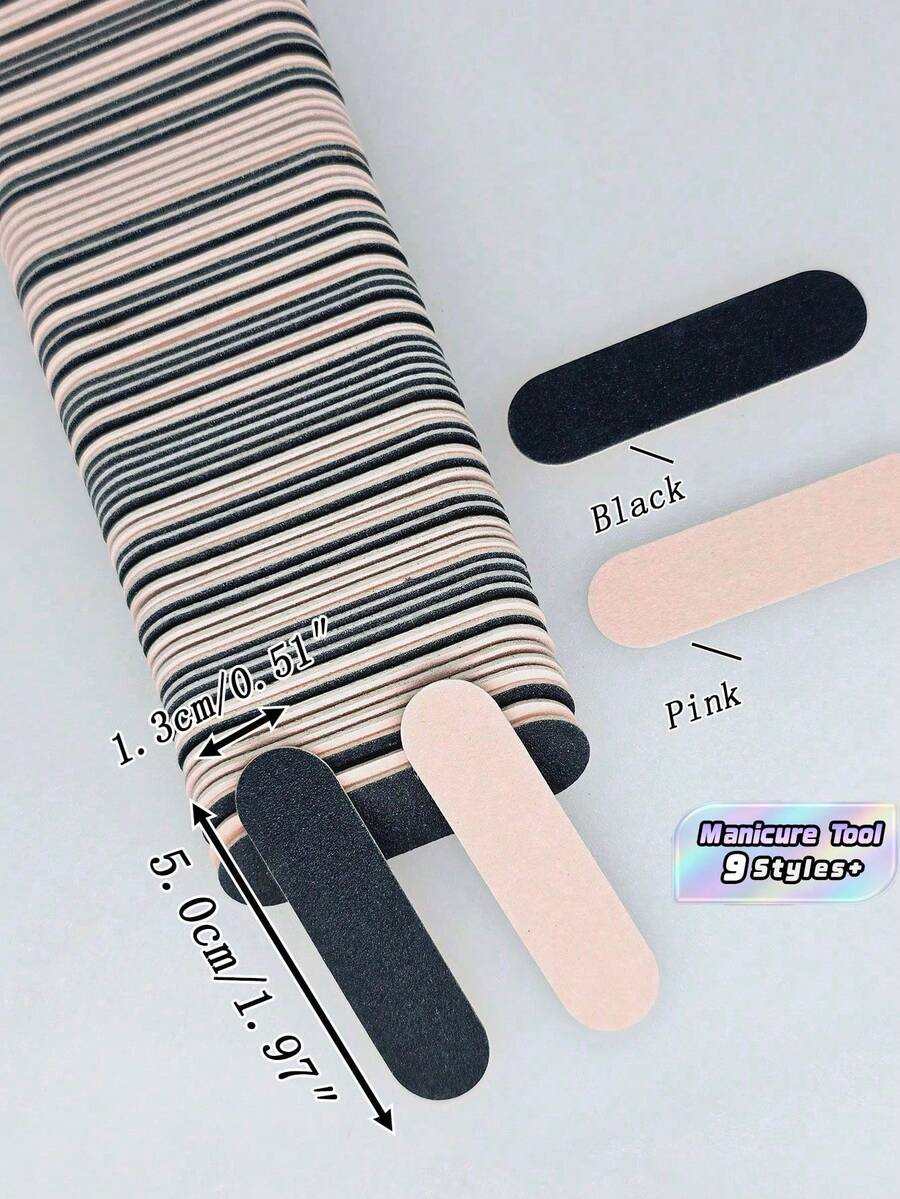 10 20 50 100 200 400 600 800 1000 PCS Disposable Black Pink Sandpaper Mini Nail File For Manicure Pedicure DIY Nail Art Tool Home Salon Portable - Multicolor - View 1
