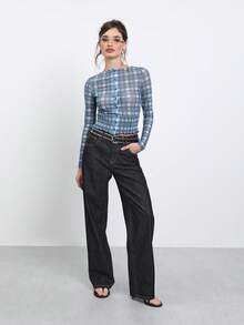COUREZ Low Rise Straight Leg Jeans In Black , Y2K Casual Streetwear Summer For Women Going Out Everyday Pants For Women - Black - View 1