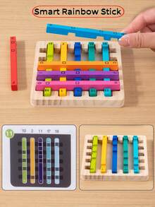 MINKOJA Rainbow Wooden Stick Logic Puzzle, Montessori Educational Toy For Kids 3+, Focus & Spatial Thinking Training Game With 120 Advanced Challenges, Parent-Child Interactive Gift - Multicolor - View 3
