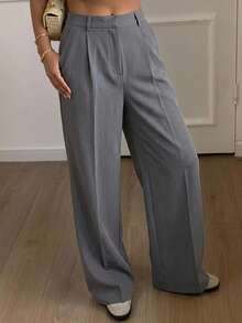 DAZY Women's Casual Solid Wide Leg Pants,Women Dress Pants - Grey - View 9