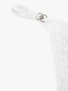 Bisouelle Đồ lót gợi cảm ren hoa đính đá nơ phía trước G-String - trắng - Xem 4