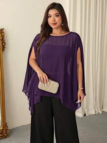 Firerie Camisa casual versátil de unicolor para mujer de talla grande para uso diario y salidas - Morado - Ver 5