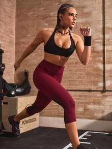 Powerista Wine Red 7/8 Length Athletic Tight Leggings - Burgundy - View 7