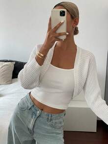 DAZY Women's Spring/Summer Casual Solid Color Cropped Lightweight Jacket,Fall Clothes - White - View 8
