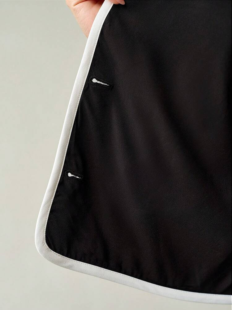 SUMMER CONTRAST TRIM SHORT SLEEVE SINGLE-BREASTED BUTTON-UP JACKET