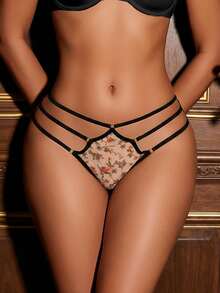 Divavoom 3packs Floral Print Mesh Cut Out Panties Lingerie - Multicolor - View 6