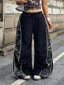 Coolane 女士春夏音乐会街头风撞色降落伞裤 - 彩色 - 查看 1