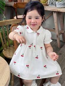 Dazy Kids 嬰兒/幼兒（女童）圓領刺繡卡通可愛無袖中長洋裝 夏季 - 白色 - 查看 5