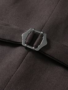 Manfinity Mode Men's Minimalist Button Vest Blazer With Pocket & Casual Long Pants Suit Set, Formal - Brown - View 7