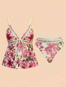 Conjunto de Traje de Baño Casual Estampado Minimalista para Mujer - Multicolor 8 - Ver 6