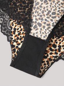 Hourtrue 1 Stück Dreieckshöschen Mit Hoher Taille Und Patchwork-spitze Für Damen - Verschiedenfarbig - Übersicht 6