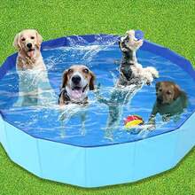 This Blue, Collapsible Pet Swimming Pool Is A Portable Outdoor Pool Suitable For Dogs To Swim And Cats To Play In. It's Large And Features A Drain For Easy Cleaning. Made Of Sturdy And Durable Material, It's Multi-Functional. - Blue - View 6