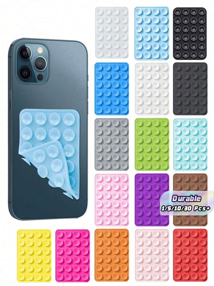 Double-Sided Suction Cup Phone Holder, Each Side Has 24 Suction Cups. Detachable Phone Stand, Waterproof, 360° Rotation. Suitable For Bathroom Wall, Glass Mirror, Vanity, And Other Smooth Surfaces, Not Suitable For Rough Walls. Fits All Phones And Mini Tablets. - Multicolor - View 1