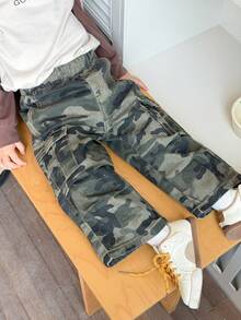 Dazy Kids Infant/Toddler (Boy) Leopard Print Casual Loose Streetwear All-Season Versatile Denim Fall - Army Green - View 4