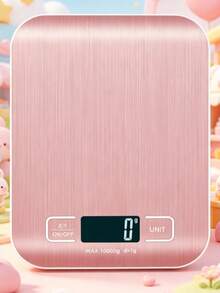 1 Báscula de cocina digital de 10kg, precisión de 1g/0.1oz, de acero inoxidable, apta para hornear y cocinar (baterías no incluidas) - Rosa - Ver 4