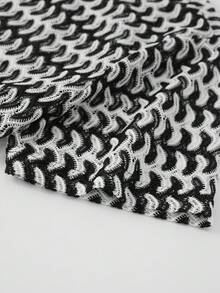 Manfinity CasualCool 男士短袖紋理布料 Polo 衫，白色與黑色，夏季休閒度假風，老錢風復古街頭穿搭，日常休閒戶外 - 黑與白 - 查看 6