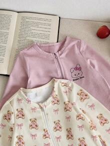 LMoss Kids 女嬰針織可愛動物圖案休閒連身褲 2件套 - 粉色 - 查看 5