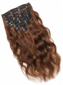 Ekstensi Rambut Manusia Jepit Gelombang Alami Cokelat Cokelat Muda Gelombang Longgar Lentur Jepit Ekstensi Rambut Manusia Remy Brasil 10 Pcs 160g/Set - S4 - View 2