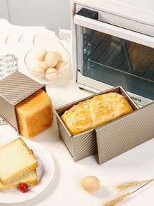 1 Standard Size Toast Mold, Black/Gold, Rectangular With Lid, Textured. Evenly Baked, Easy To Release. Kitchen Baking Tray, Bread Baking Pan, Kitchen Baking Accessory Is An Excellent Choice For Baking Bread On Weekends And Holidays. - Multicolor - View 6