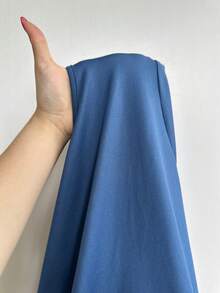 Solflare Plus Size Solid Color Ruffle Hem Round Neck Short Sleeve Summer Dress - Royal Blue - View 7