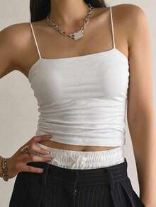 DAZY Ladies' Solid Color Camisole Summer Tank Tops - White - View 14