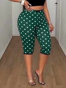 Maweii Plus Size Women's Green Contrast Design Lace Patchwork Fashion Cute Leggings Holiday Summer - Green - View 5