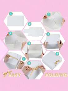 10PCS Multiple Sizes Sturdy Cardboard Gift Box With Lid And Ribbon Reusable Stackable Lightweight Decorative Storage White Black Pink Brown Gift Box For Bridesmaid Proposal Wedding Birthday Shower Party Valentine Day Packaging DIY Making - View 6
