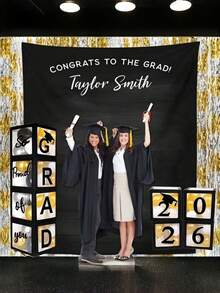 1set 2026 Graduation Decorations Black White Balloon Box Letter Cardboard Hanging Or Standing Display For Preschool To College Graduation Party Supplies Table Centerpiece Photo Prop Banner Arch Ceiling Wall Outdoor Indoor Celebration Theme - Multicolor -black - View 7