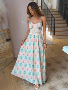 Brillora Women's Floral Print Ruched Dress, Fashionable For Vacation And Dates - Green - View 15
