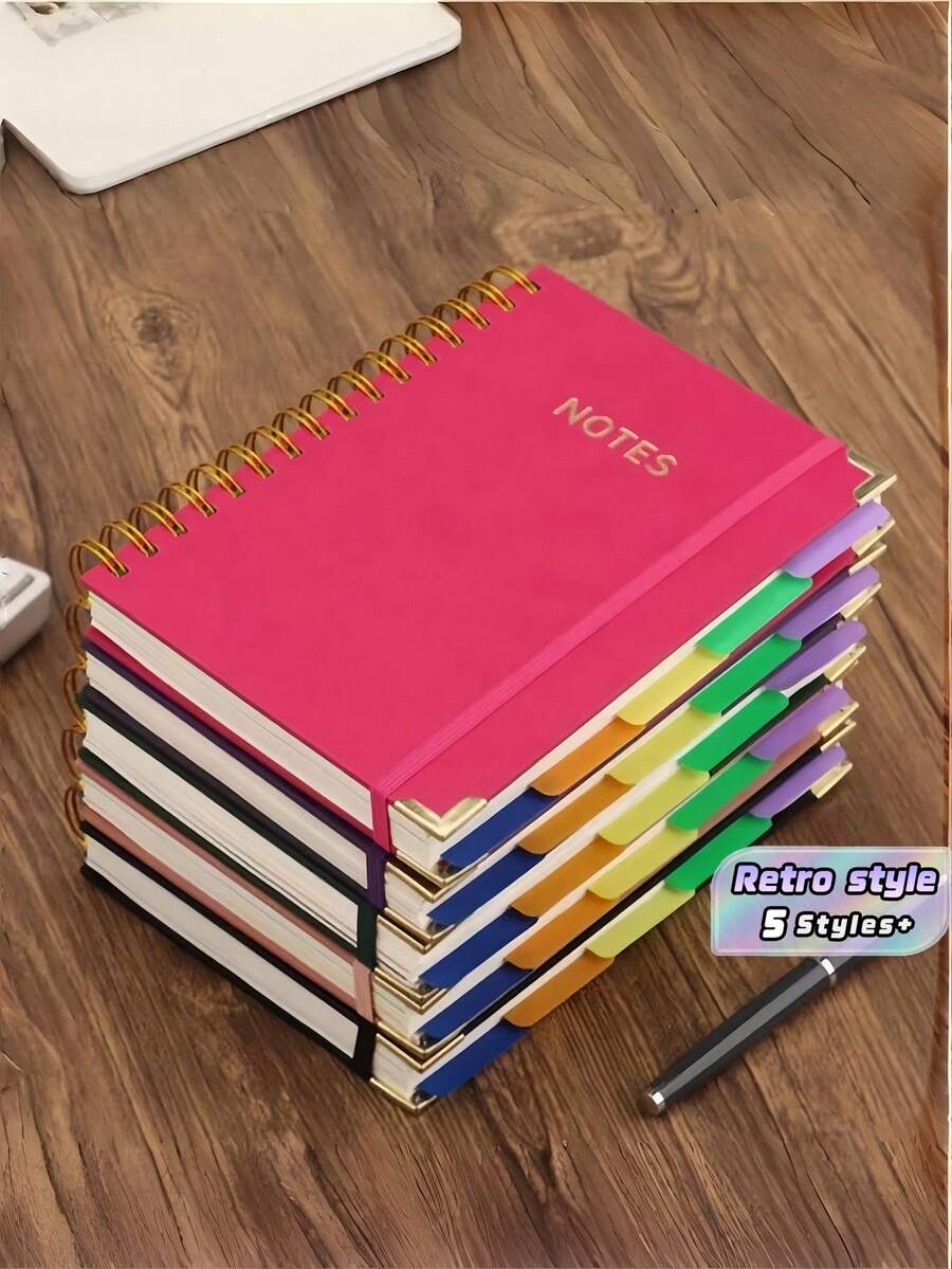 A5 Spiral Notebook 300 Pages Hard Cover PU Notebook, 100GSM Thick Paper ...