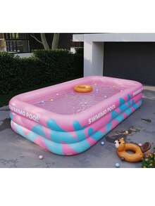 1 Pc PVC Inflatable Swimming Pool With Double-Layer Airtight Valves And A Bottom Drain Device. It Requires No Power Supply And Comes With Various Accessories, Making It Ideal For Outdoor Water Parties. - One Size Fits All - View 5
