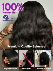 ALL READY WIG 4x4 预剪无胶弹力蓬松波浪蕾丝闭合鲍勃假发真人发 10-12 英寸短发 180% 密度女士老板风格 C 部分巧克力棕色 4# 预拔发际线假发 - S4 - 查看 11