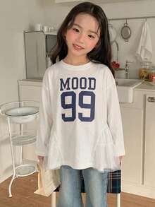 DAZY Young Girls Round Neck Casual Ruffle Trim Sleeveless T-Shirt - White - View 3