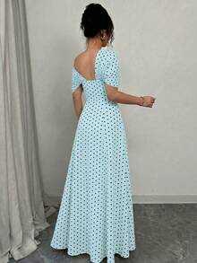 SHEIN Elenzya Asymmetrical Shoulder Ruched Waist A-Line Elegant Romantic Women's Dress - Multicolor - View 2