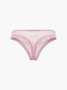 Bisouelle Conjunto de lencería de sujetador con aro y bragas de encaje en contraste para el verano para el verano - Lila Púrpura - Ver 7