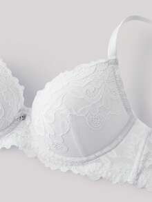 Floral Lace Underwire Bra Lingeriefor Summerfor Summer - White - View 6