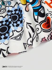 Sweetra THE POWERPUFF GIRLS X SHEIN Plus Size Women's Ultra Loose Casual Cartoon Print A-Line Skirt, American Y2K Hot Girl Style, Suitable For Music Festival / Street / Date - Multicolor - View 4