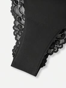 Bella Beso Floral Lace Bow Back Panty Lingerie Bow Tie - Black - View 6