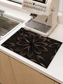 1PC Diatomaceous Earth Absorbent Mat Dark Brown Mandala Floral Print Non Slip Quick Drying Countertop Protector Mat Multipurpose Kitchen Coffee Machine Stove Top Cover Mat For Sink Washing Machine Counter Home Decor - Multicolor - View 8