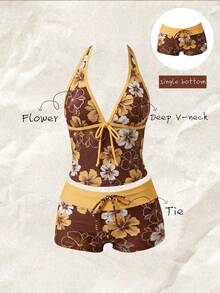 Elavelle Women's High Waist Bowknot Printed Bikini Bottom, Spring/Summer - Multicolor - View 4