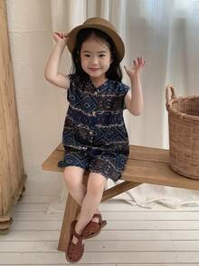 DAZY 女嬰波希米亞韓風休閒連身褲 春夏款 幼兒 - 藍色 - 查看 3