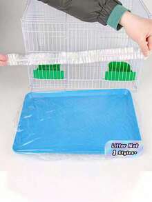 50pcs/Set Pet Tray Disposable PE Films Rabbit Litter Mat Cage Tray Cover Cage Chassis Film Cover Toilet Large Changing Pad - Clear - View 1