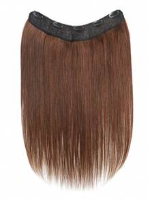 V-Shaped One-Piece Clip In Human Hair Extensions With 5 Clips 4# Chocolate Brown Silk Straight Clip In Hair Weft Volume-Enhancing Wavey Extension Easy Installation Hair Extensions For Women - S4 - View 5