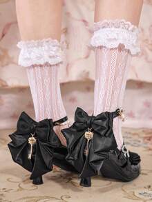 Dola Lovely Women's Fashion High Heel Shoes With Bow Decor And Criss-Cross Strap Design - Black - View 5