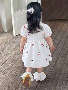 Dazy Kids 嬰兒/幼兒（女童）圓領刺繡卡通可愛無袖中長洋裝 夏季 - 白色 - 查看 2