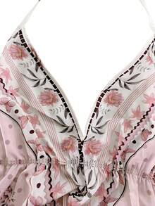 Flirla Bohemian Style Printed Beach Slip Dress - Pink - View 4