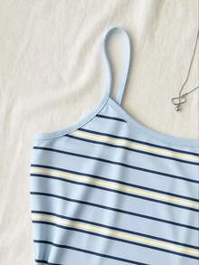 Teen Girls Casual Simple Spaghetti Strap Fitted Tank Top Summer Top - Multicolor - View 6